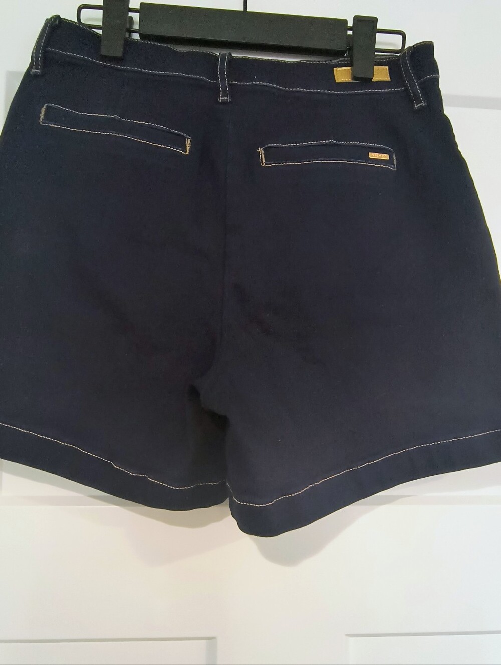 Nine West Navy High-Waist Shorts with Gold Button Detail - Picture 3 of 3